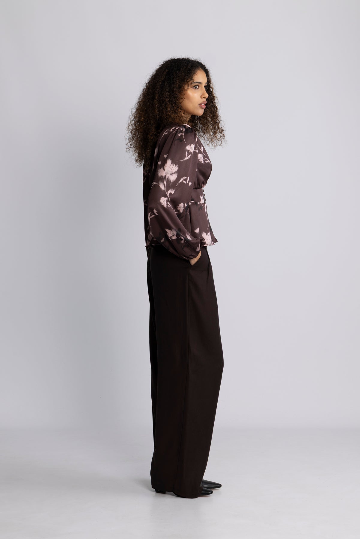 N-Lilith Ls Top - Dena Burgundy Print
