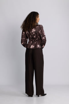 N-Lilith Ls Top - Dena Burgundy Print