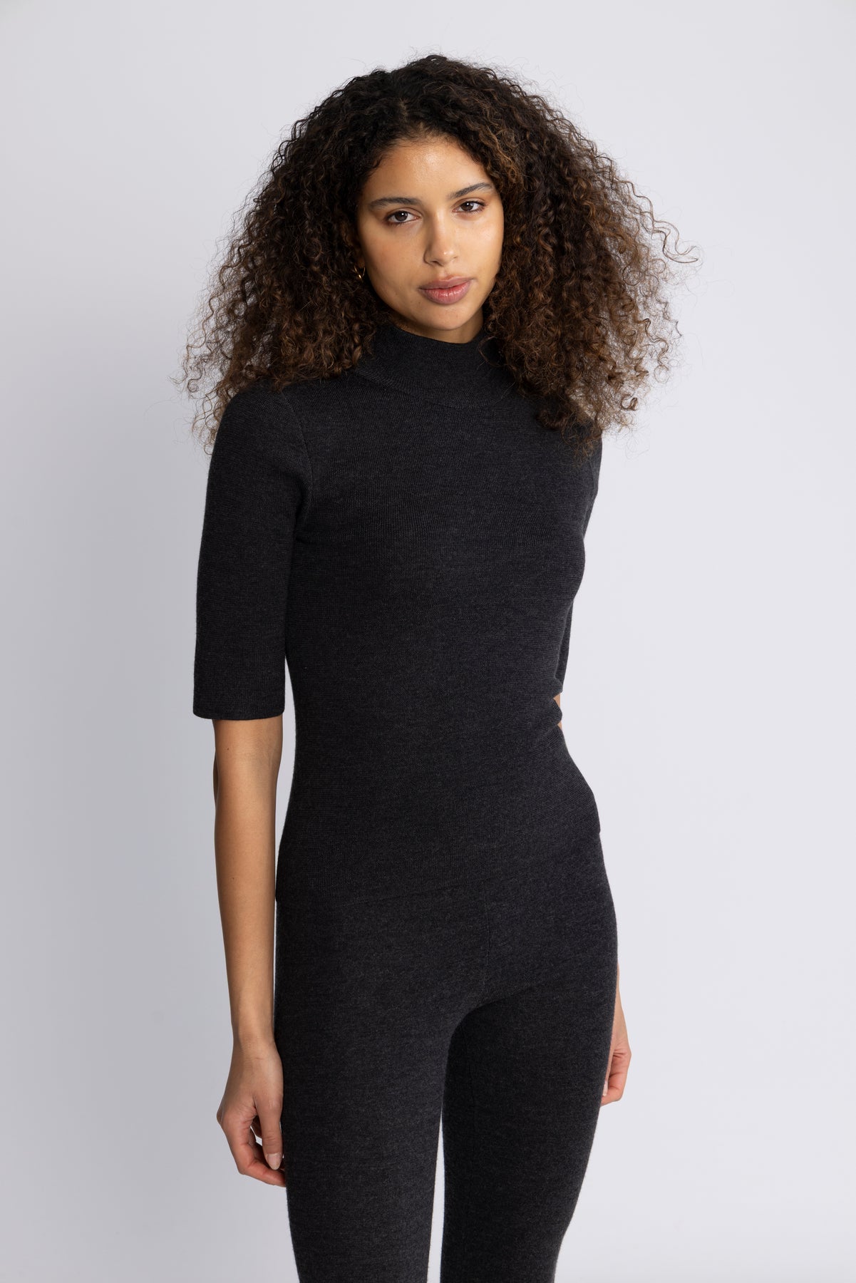 Melly Merino Tee - Dark Grey Melange
