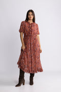 Rosamunde Puff Sleeve Dress - Oleander