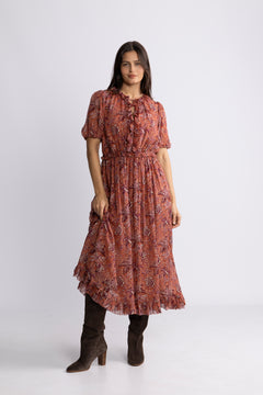 Rosamunde Puff Sleeve Dress - Oleander