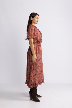 Rosamunde Puff Sleeve Dress - Oleander