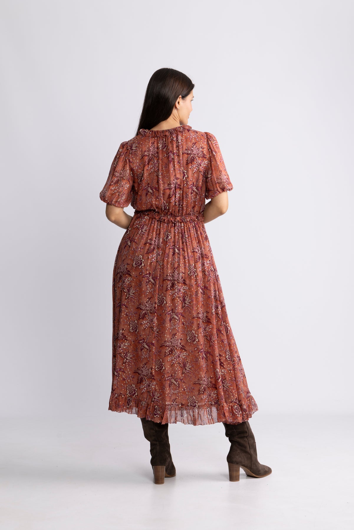 Rosamunde Puff Sleeve Dress - Oleander