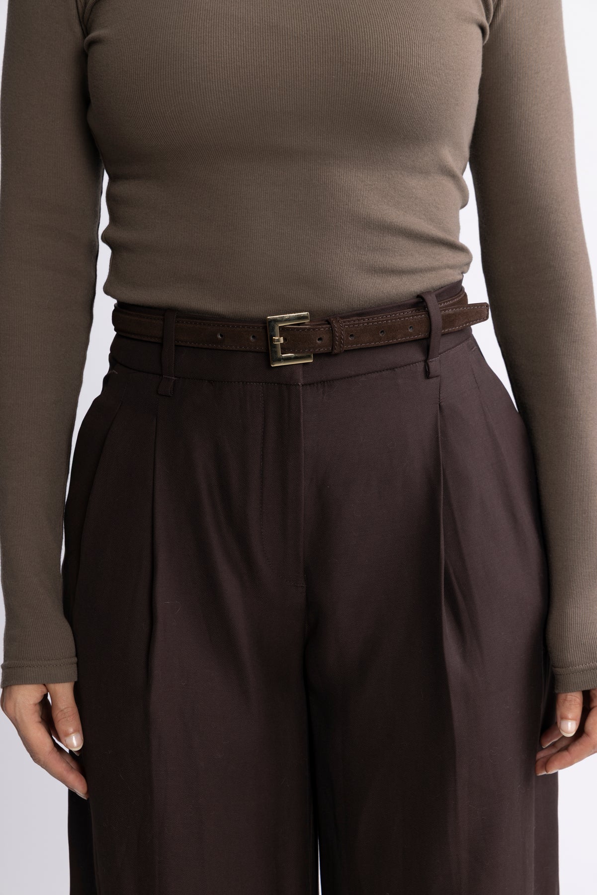 Nicola Belt - Dark Brown Suede