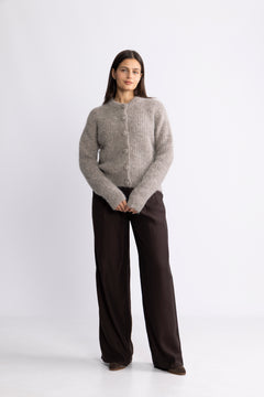 Gabriella Ls Button Cardigan Ex - Steel Gray Melange