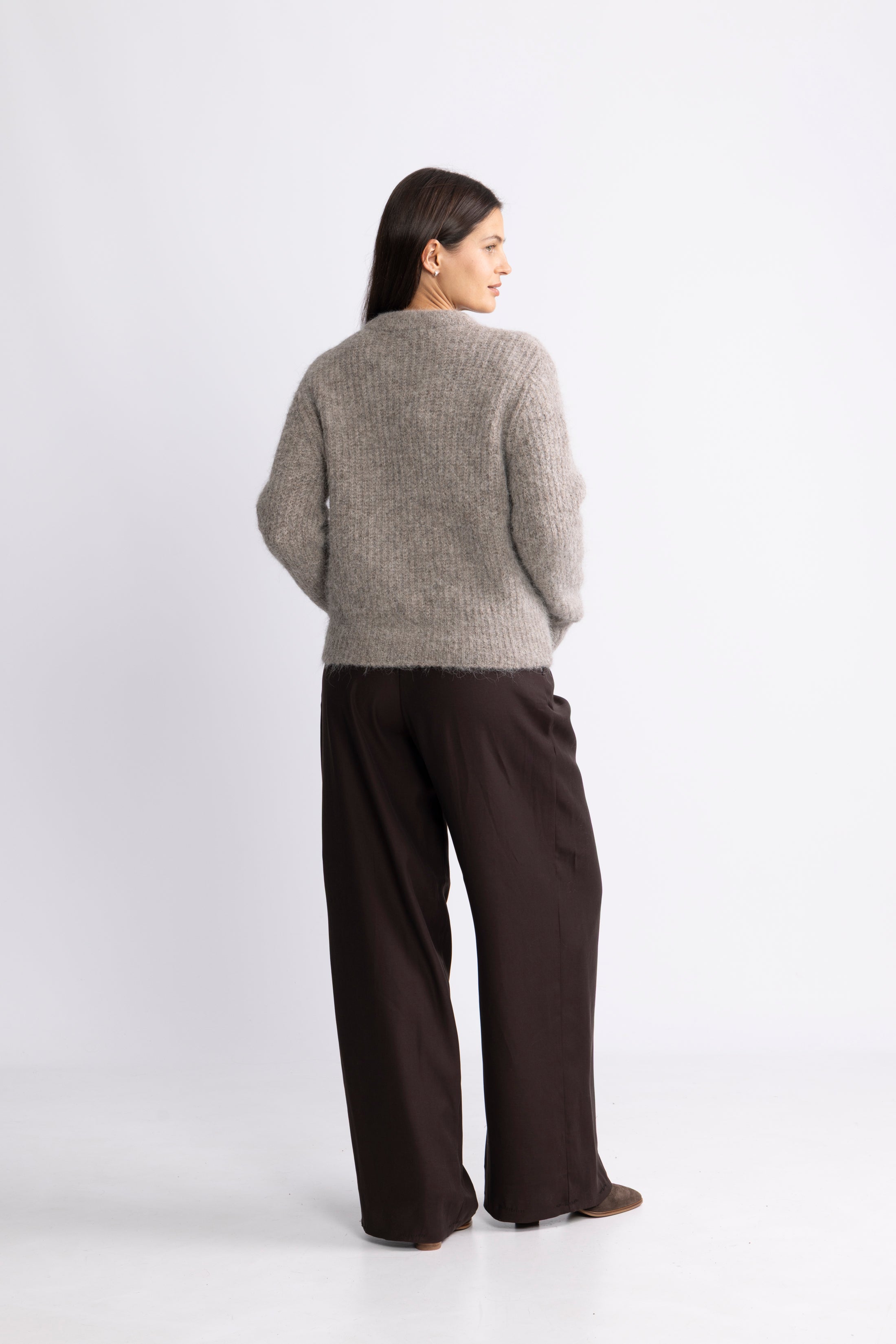 Gabriella Ls Button Cardigan Ex - Steel Gray Melange