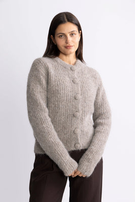 Gabriella Ls Button Cardigan Ex - Steel Gray Melange