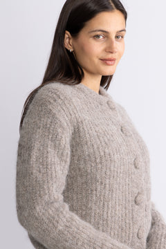 Gabriella Ls Button Cardigan Ex - Steel Gray Melange