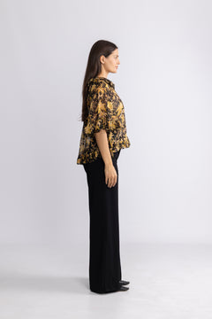 Helaine Flowy Short Sleeve Top - Forsythia