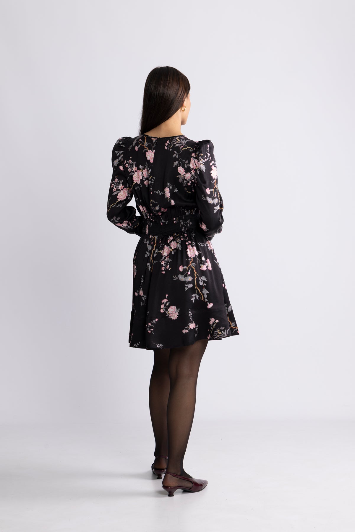 Satin Mini Dress - Midnight Garden