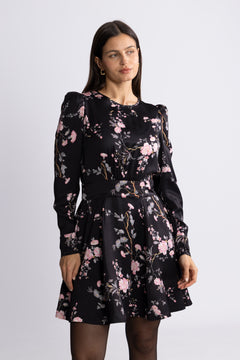 Satin Mini Dress - Midnight Garden