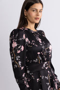 Satin Mini Dress - Midnight Garden