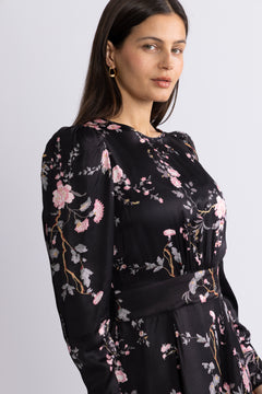 Satin Mini Dress - Midnight Garden