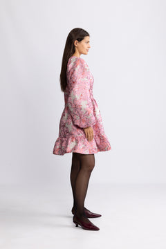 Svanhild Brocade Flower Dress - Pink