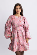 Svanhild Brocade Flower Dress - Pink