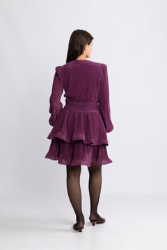 Jade Wave Sparkle Dress - Dark Pink
