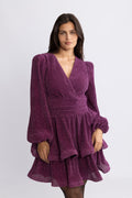 Jade Wave Sparkle Dress - Dark Pink