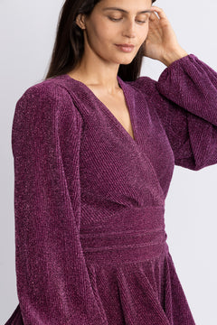 Jade Wave Sparkle Dress - Dark Pink