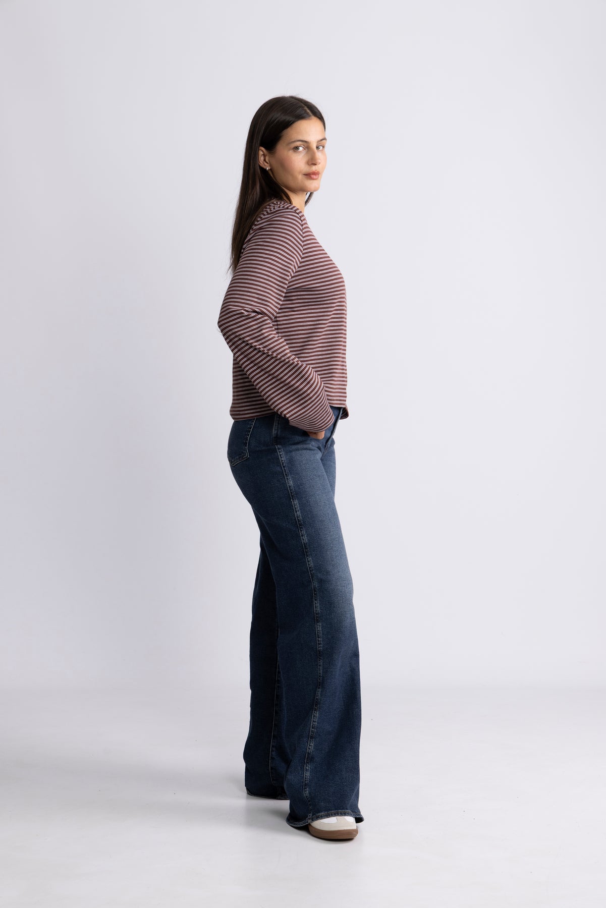 Street Stripe Long Sleeve - Burgundy Stripe