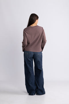 Street Stripe Long Sleeve - Burgundy Stripe