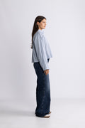Astha Ls Cropped Boxy Shirt - Cashmere Blue Stripes