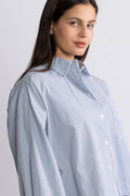 Astha Ls Cropped Boxy Shirt - Cashmere Blue Stripes