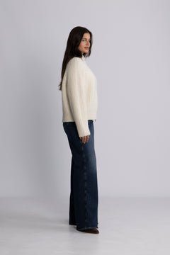 Anjuli Ls Knit Zip Cardigan - Snow White Melange