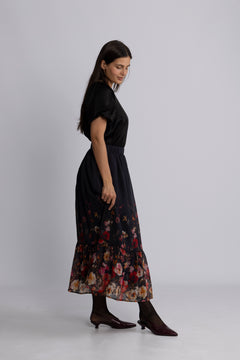 Yasromantica Hw Long Skirt S - Show - Black Romantica Aop