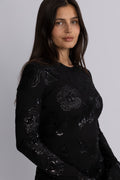 Sequins Ls Mini Dress - Black