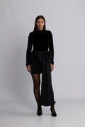 Velvet Bow Mini Dress - Black