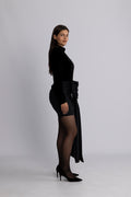 Velvet Bow Mini Dress - Black