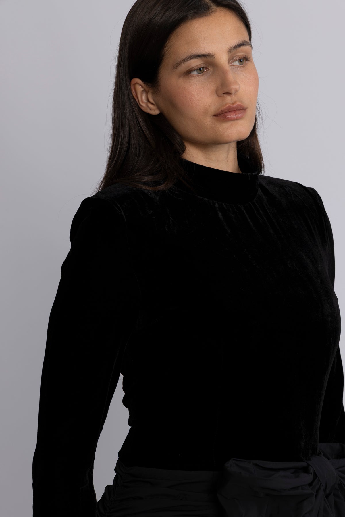 Velvet Bow Mini Dress - Black