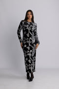 Yasflorana Ls Long Dress - Black Silver Sequins