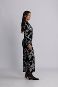 Yasflorana Ls Long Dress - Black Silver Sequins