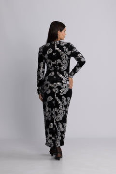 Yasflorana Ls Long Dress - Black Silver Sequins