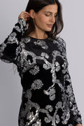 Yasflorana Ls Long Dress - Black Silver Sequins