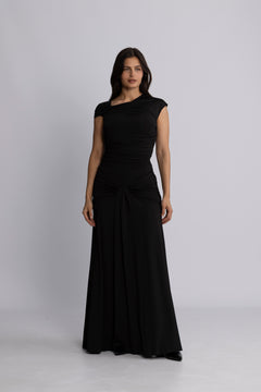 Maxi Asymmetric Dress - Black