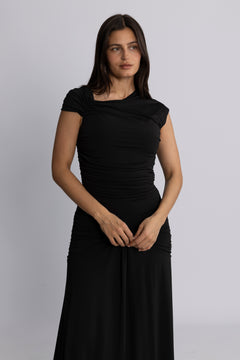 Maxi Asymmetric Dress - Black