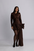 Sequins Bow Mini Dress - Chicory Coffee