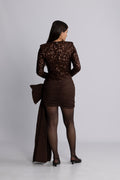 Sequins Bow Mini Dress - Chicory Coffee