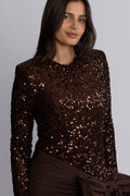 Sequins Bow Mini Dress - Chicory Coffee