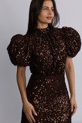 Sequins Midi Dress - Chicory Coffee