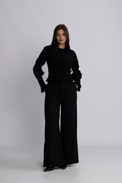 Yaspira Ls Smock Top - Black