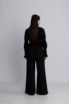 Yaspira Ls Smock Top - Black