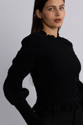 Yaspira Ls Smock Top - Black