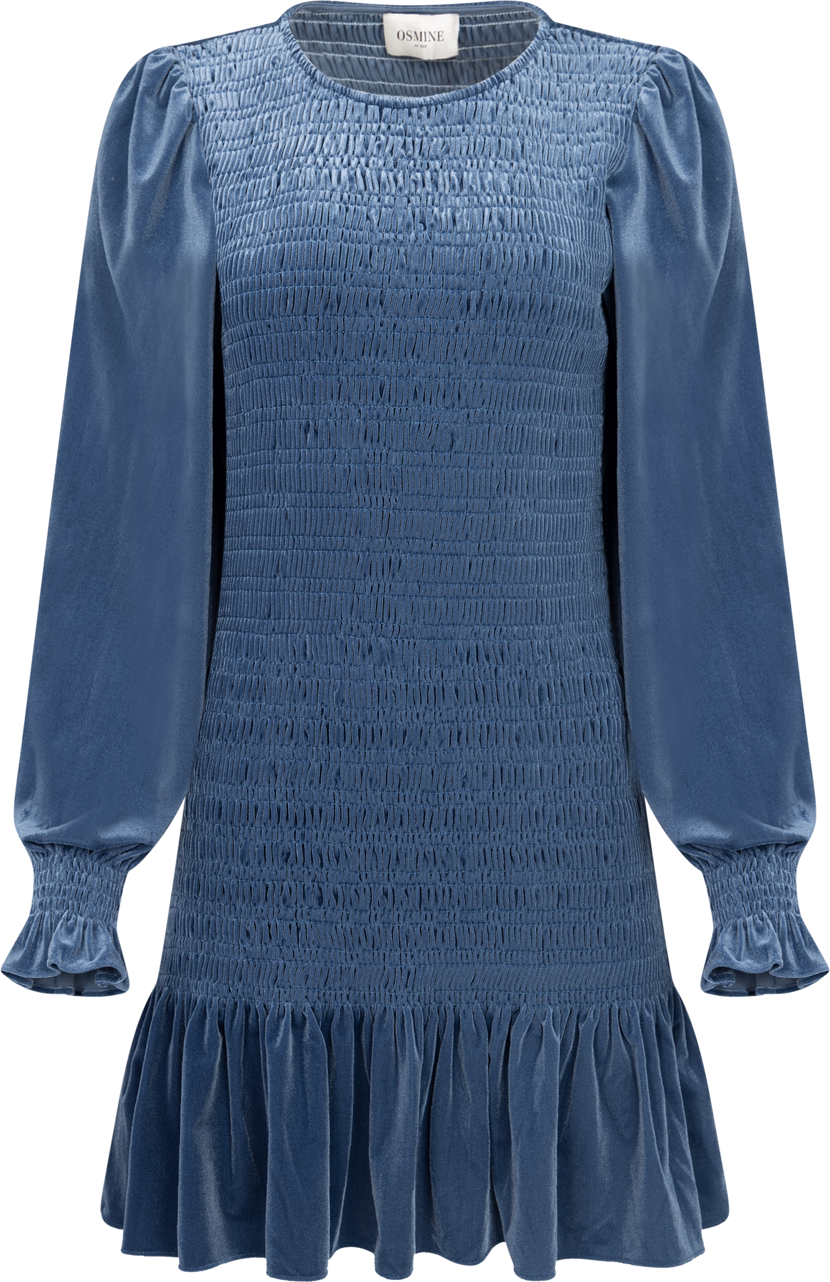 Rira Smock Velour Dress - Blue