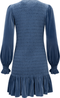 Rira Smock Velour Dress - Blue