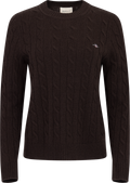 Lambswool Cable C-Neck - Deep Brown