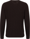 Lambswool Cable C-Neck - Deep Brown