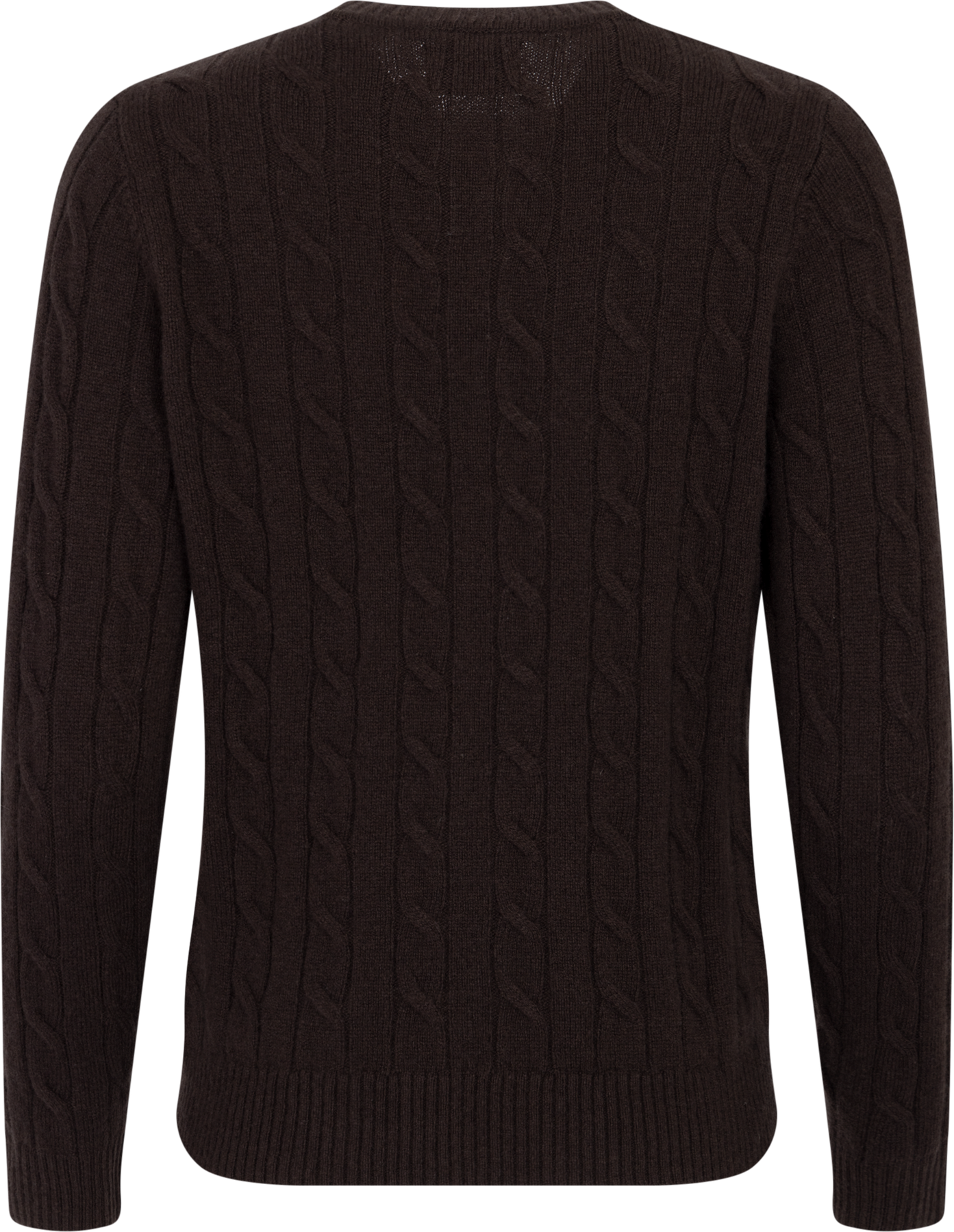 Lambswool Cable C-Neck - Deep Brown